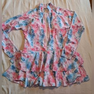 Uniquebella women's XL swimsuit rashguard, bra inserts, 1/2 Zip